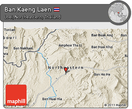 Shaded Relief 3D Map of Ban Kaeng Laen