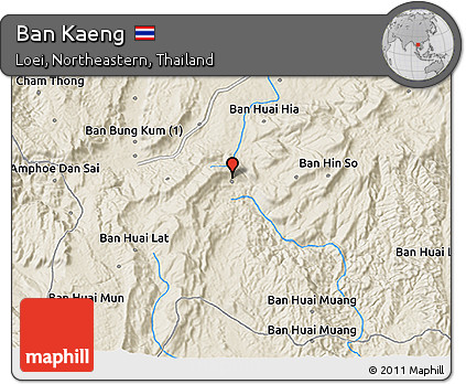 Shaded Relief 3D Map of Ban Kaeng