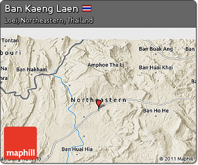 Shaded Relief 3D Map of Ban Kaeng Laen