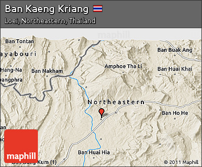 Shaded Relief 3D Map of Ban Kaeng Kriang
