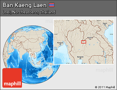 Shaded Relief Location Map of Ban Kaeng Laen