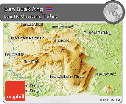 Physical Panoramic Map of Ban Buak Ang