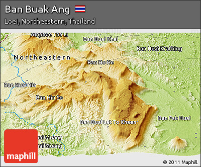 Physical Panoramic Map of Ban Buak Ang