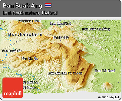 Physical Panoramic Map of Ban Buak Ang