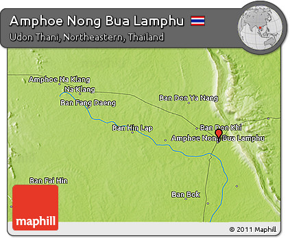 Physical 3D Map of Amphoe Nong Bua Lamphu