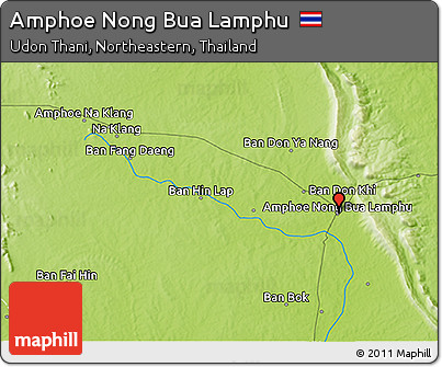Physical 3D Map of Amphoe Nong Bua Lamphu