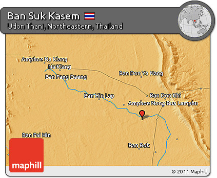 Political 3D Map of Ban Suk Kasem