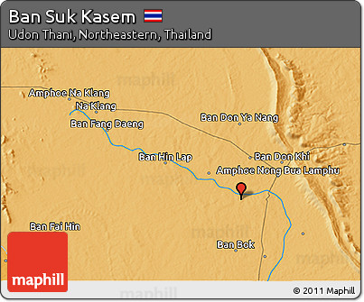 Political 3D Map of Ban Suk Kasem