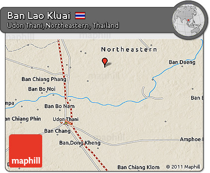 Shaded Relief 3D Map of Ban Lao Kluai
