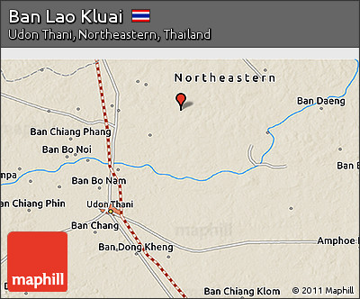 Shaded Relief 3D Map of Ban Lao Kluai