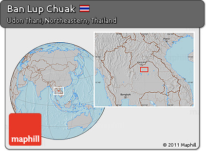 Gray Location Map of Ban Lup Chuak, hill shading