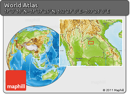 Physical Location Map of the Area around 17° 20' 20" N, 102° 55' 30" E