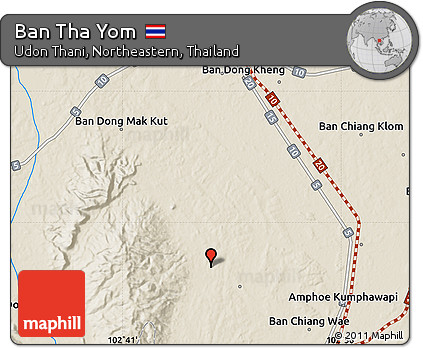 Shaded Relief Map of Ban Tha Yom