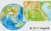 Physical Location Map of the area around 17° 20' 20" N, 103° 46' 30" E