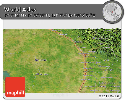 Satellite 3D Map of the Area around 17° 20' 20" N, 104° 37' 30" E