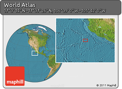 Satellite Location Map of the Area around 17° 20' 20" N, 106° 10' 30" W