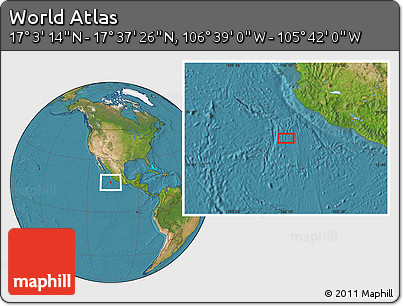 Satellite Location Map of the Area around 17° 20' 20" N, 106° 10' 30" W