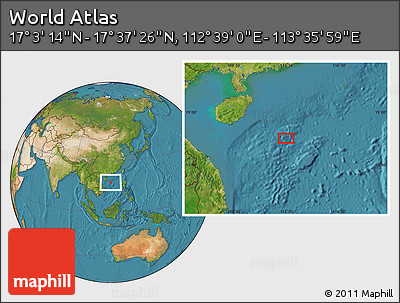 Satellite Location Map of the Area around 17° 20' 20" N, 113° 7' 30" E