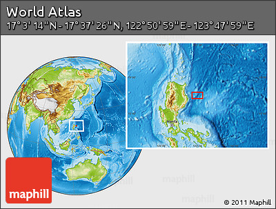 Physical Location Map of the Area around 17° 20' 20" N, 123° 19' 29" E