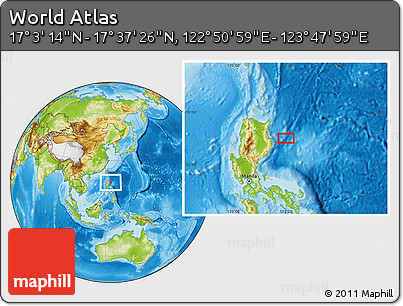Physical Location Map of the Area around 17° 20' 20" N, 123° 19' 29" E