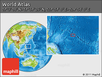 Physical Location Map of the Area around 17° 20' 20" N, 128° 25' 30" E