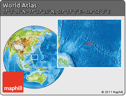 Physical Location Map of the Area around 17° 20' 20" N, 128° 25' 30" E