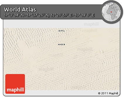 Satellite 3D Map of the Area around 17° 20' 20" N, 12° 49' 29" E