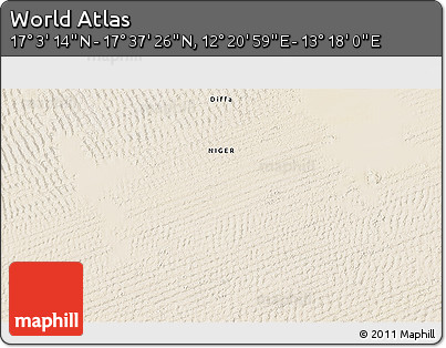 Satellite 3D Map of the Area around 17° 20' 20" N, 12° 49' 29" E