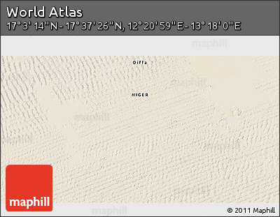 Satellite 3D Map of the Area around 17° 20' 20" N, 12° 49' 29" E
