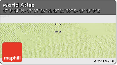 Physical Panoramic Map of the Area around 17° 20' 20" N, 12° 49' 29" E