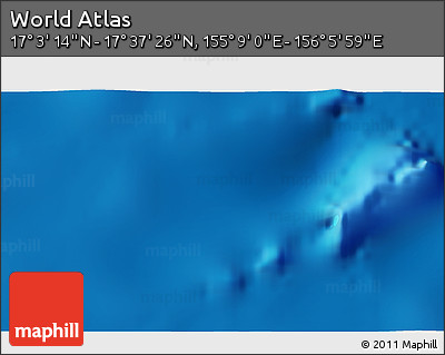 Physical 3D Map of the Area around 17° 20' 20" N, 155° 37' 30" E