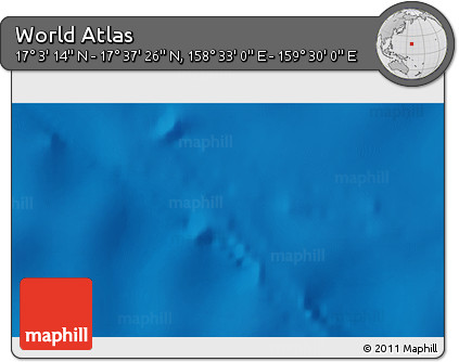 Physical 3D Map of the Area around 17° 20' 20" N, 159° 1' 30" E