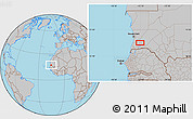Gray Location Map of the area around 17° 20' 20" N, 15° 13' 29" W