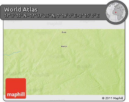 Physical 3D Map of the Area around 17° 20' 20" N, 1° 46' 29" E