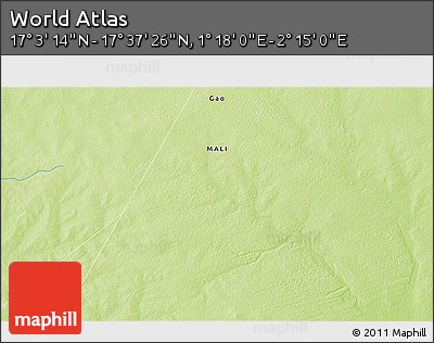 Physical 3D Map of the Area around 17° 20' 20" N, 1° 46' 29" E