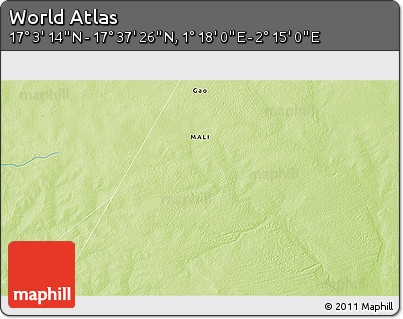 Physical 3D Map of the Area around 17° 20' 20" N, 1° 46' 29" E