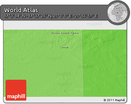 Political 3D Map of the Area around 17° 20' 20" N, 20° 28' 30" E