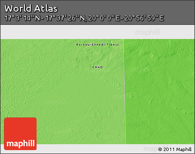 Political 3D Map of the Area around 17° 20' 20" N, 20° 28' 30" E
