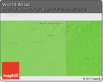 Political 3D Map of the Area around 17° 20' 20" N, 20° 28' 30" E