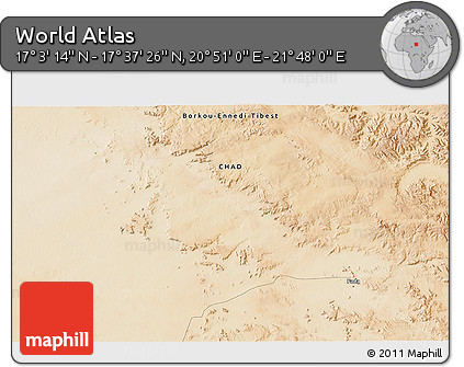 Satellite 3D Map of the Area around 17° 20' 20" N, 21° 19' 30" E