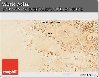 Satellite 3D Map of the Area around 17° 20' 20" N, 21° 19' 30" E