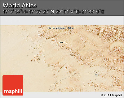 Satellite 3D Map of the Area around 17° 20' 20" N, 21° 19' 30" E