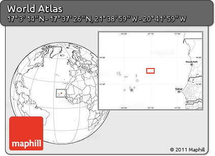 Blank Location Map of the Area around 17° 20' 20" N, 21° 10' 29" W