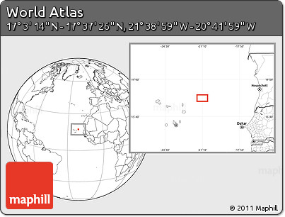 Blank Location Map of the Area around 17° 20' 20" N, 21° 10' 29" W