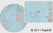 Gray Location Map of the area around 17° 20' 20" N, 21° 10' 29" W, hill shading