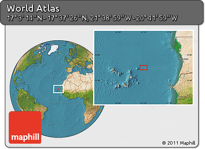 Satellite Location Map of the Area around 17° 20' 20" N, 21° 10' 29" W