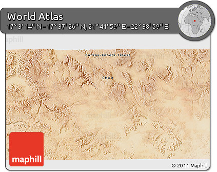 Satellite 3D Map of the Area around 17° 20' 20" N, 22° 10' 29" E