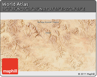 Satellite 3D Map of the Area around 17° 20' 20" N, 22° 10' 29" E