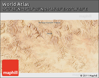Satellite 3D Map of the Area around 17° 20' 20" N, 22° 10' 29" E