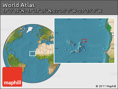 Satellite Location Map of the Area around 17° 20' 20" N, 22° 1' 29" W